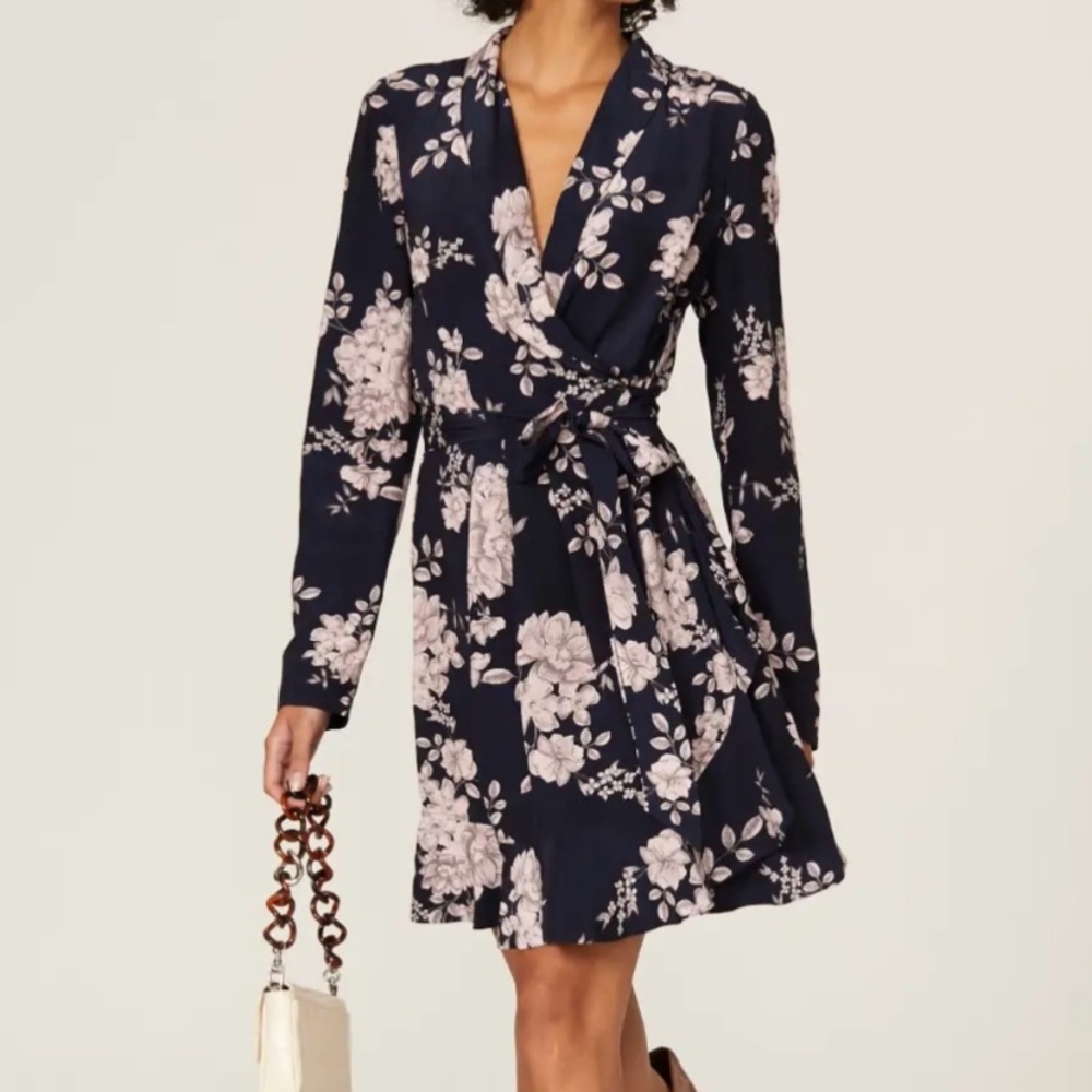 Marissa Webb - blue navy floral wrap dress - 2 - Revolve